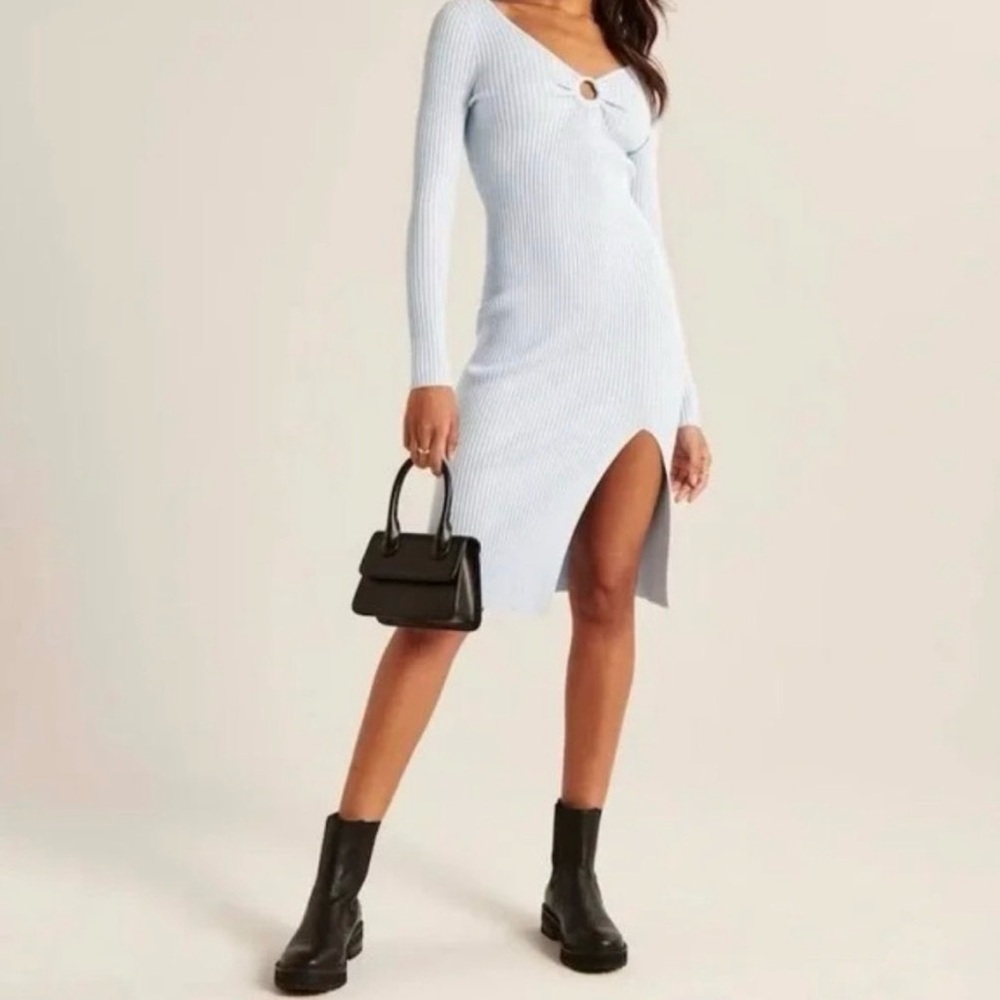 Abercrombie Baby Blue Ribbed Knit Dress